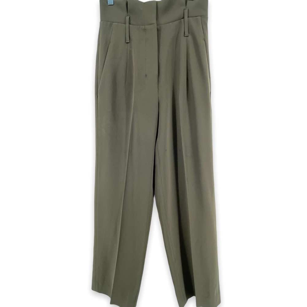 Aritzia Babaton Mossy Green High Waisted Pleated Trouser